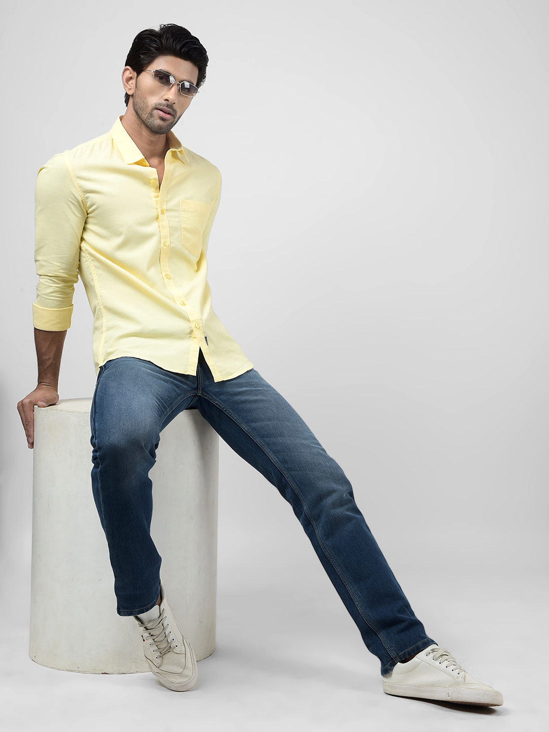 Numero Uno Men Solid Yellow Shirt